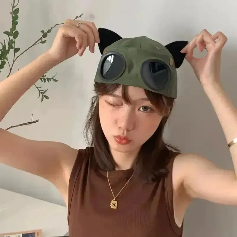 Retro Aviator Hat with Glasses