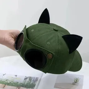 Retro Aviator Hat with Glasses