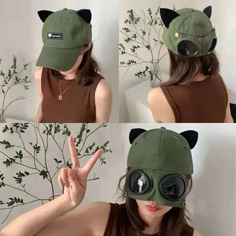 Retro Aviator Hat with Glasses