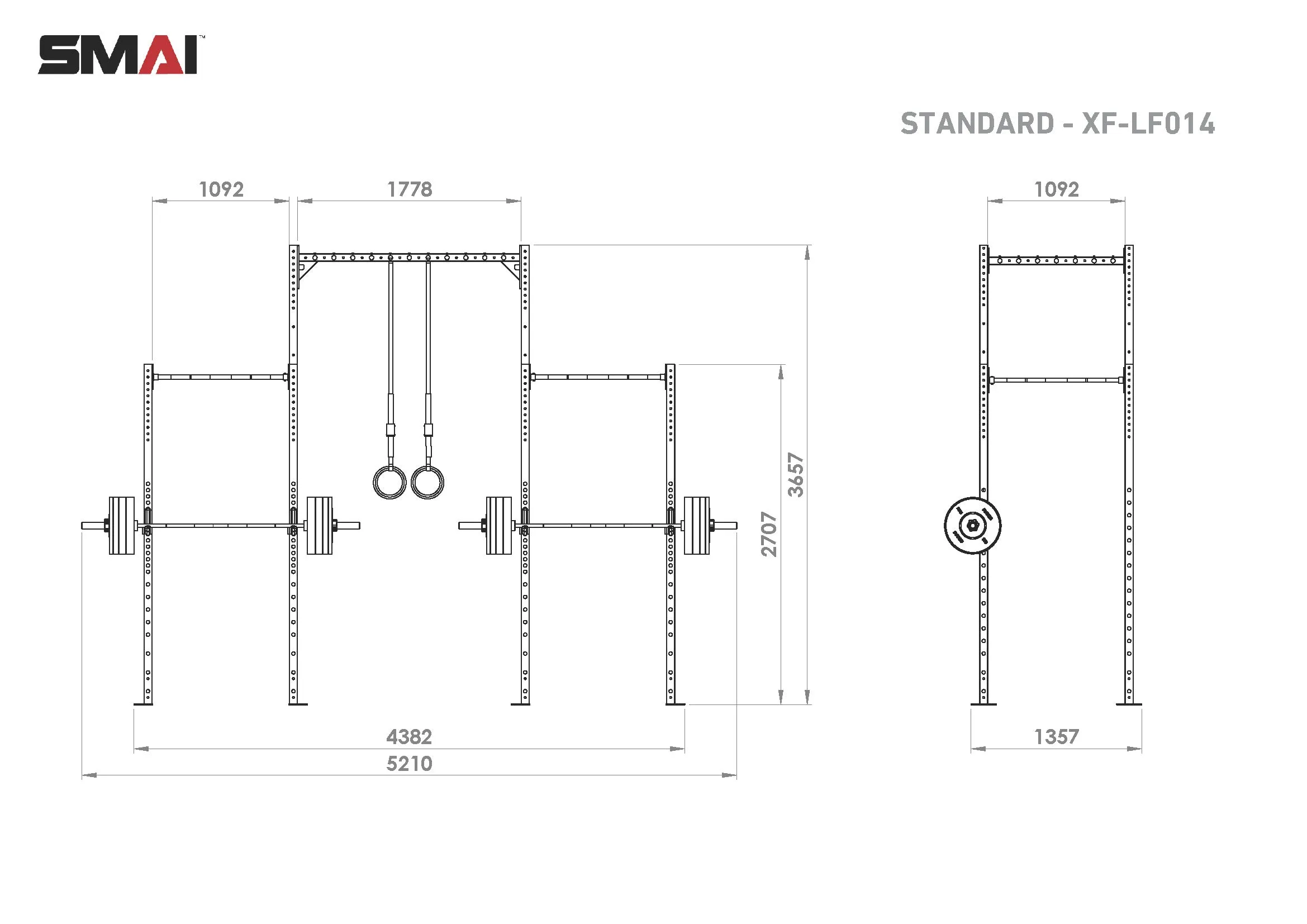 Rig - 4 Squat Cells with Utility Bridge - X-Frame