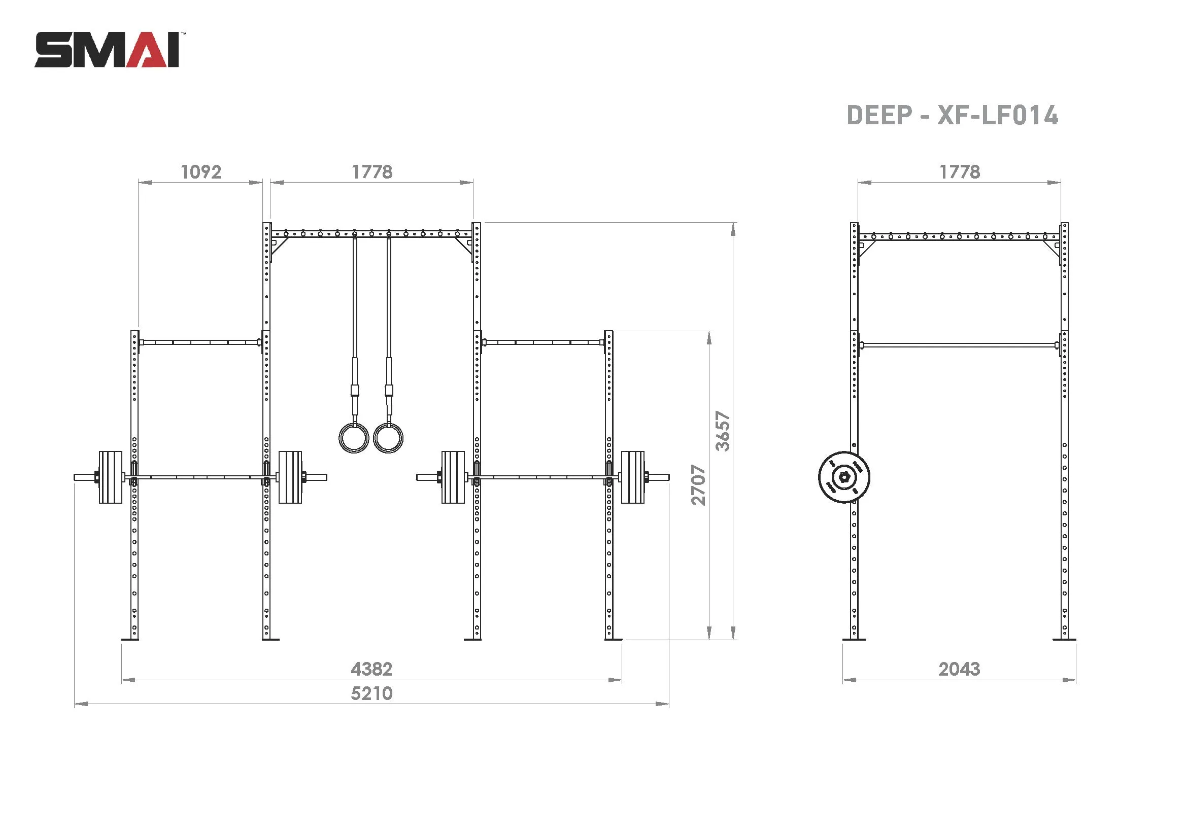Rig - 4 Squat Cells with Utility Bridge - X-Frame