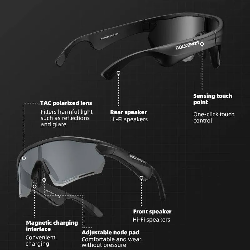 ROCKBROS Bluetooth Sunglasses TAC polarized lenses with Music Speaker