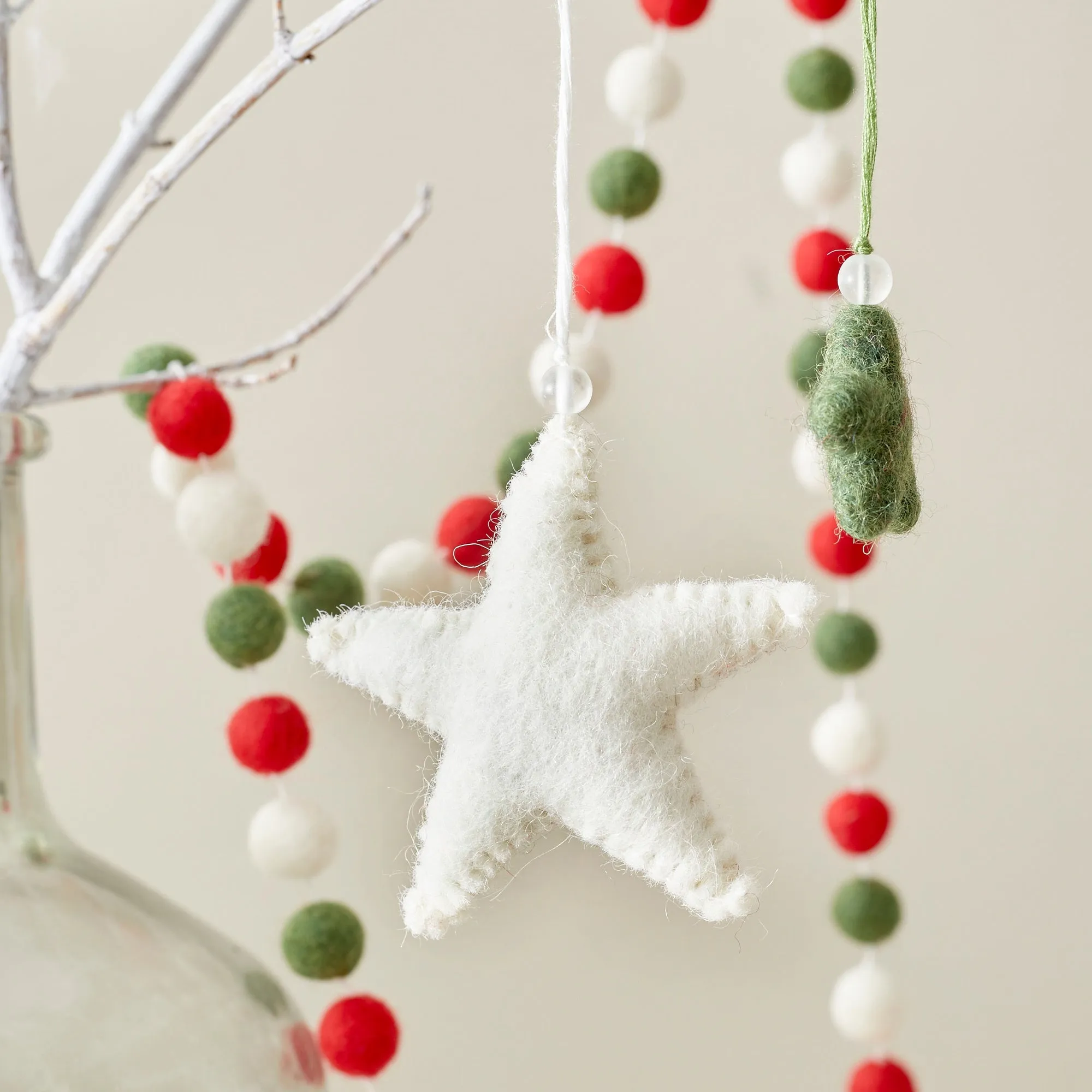 SAPNA Beaded Felt Star Hanging Decoration Pack 5 (WS)