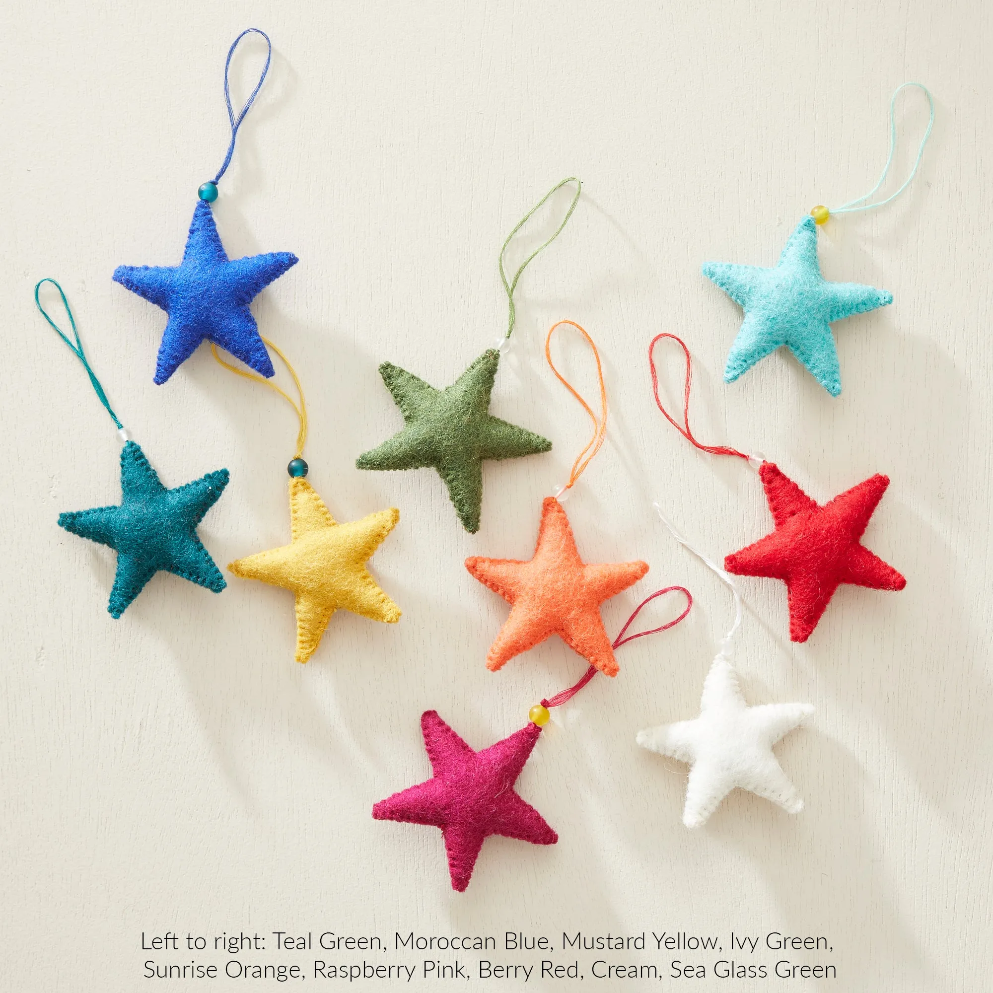 SAPNA Beaded Felt Star Hanging Decoration Pack 5 (WS)