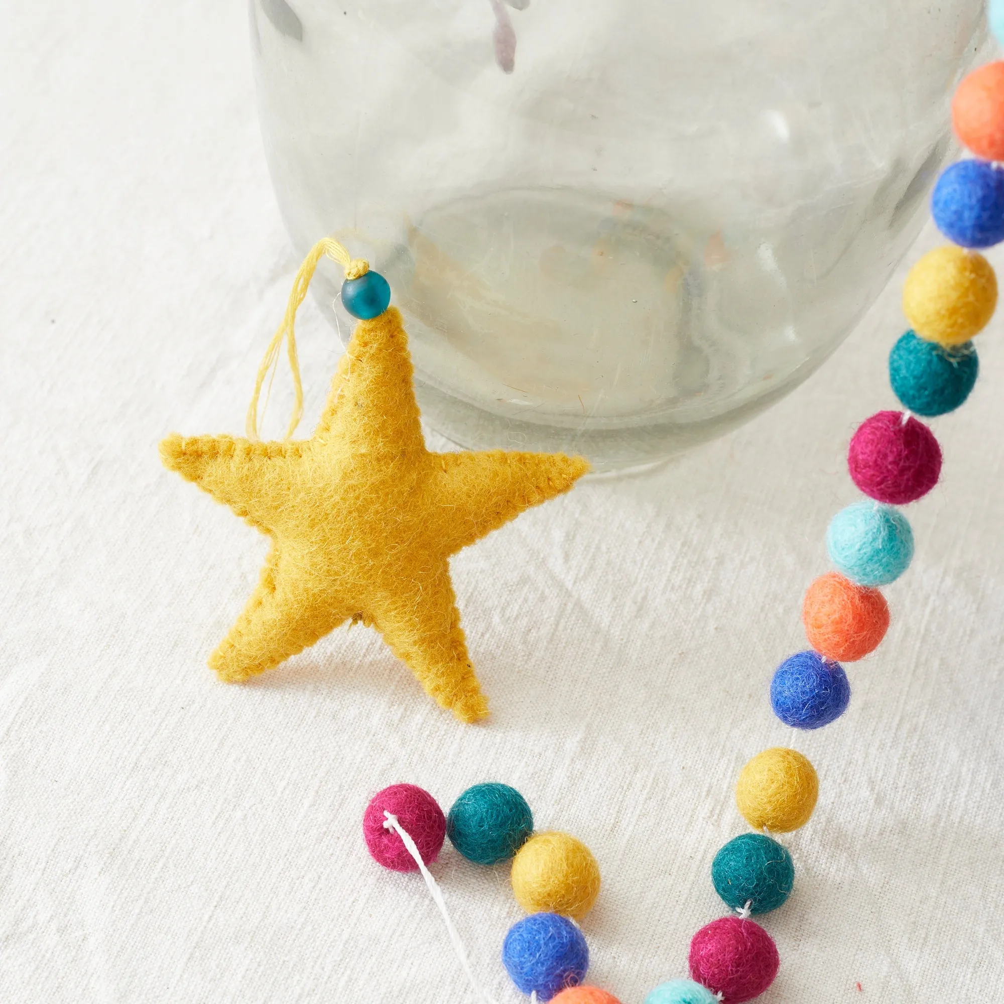 SAPNA Beaded Felt Star Hanging Decoration Pack 5 (WS)