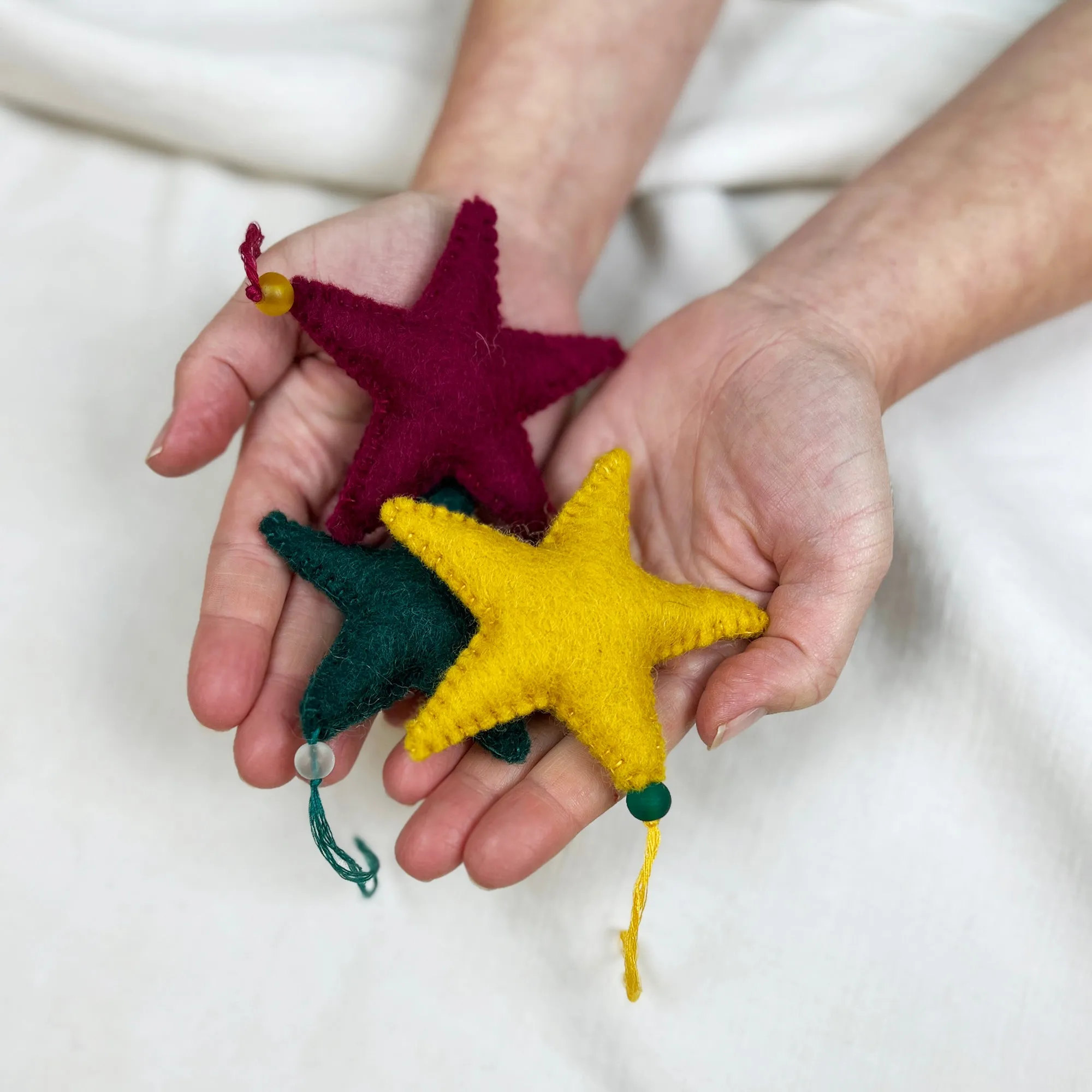 SAPNA Beaded Felt Star Hanging Decoration Pack 5 (WS)