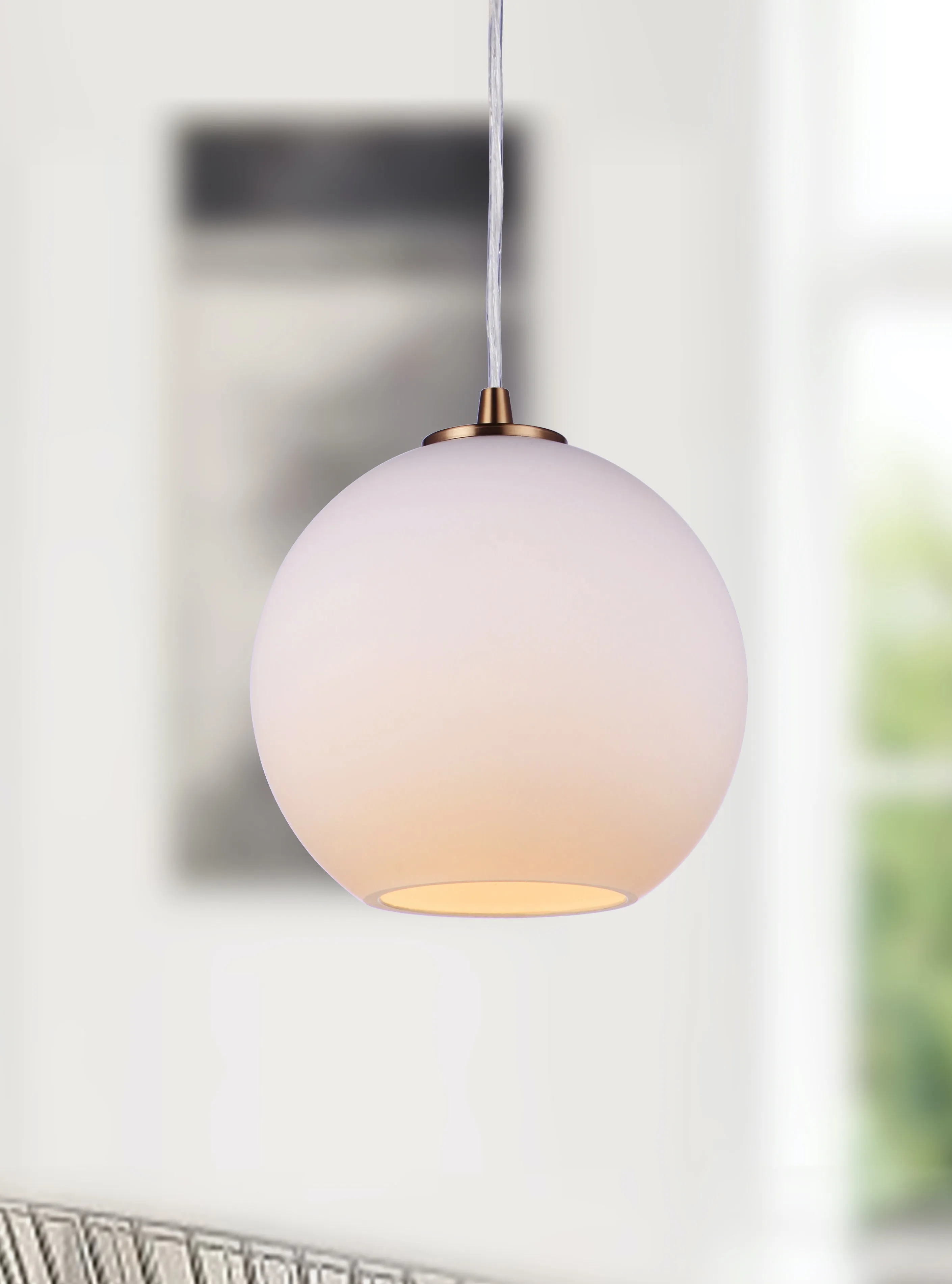 Satin Brass Milk Glass Globe Instant Pendant Recessed Can Conversion Kit