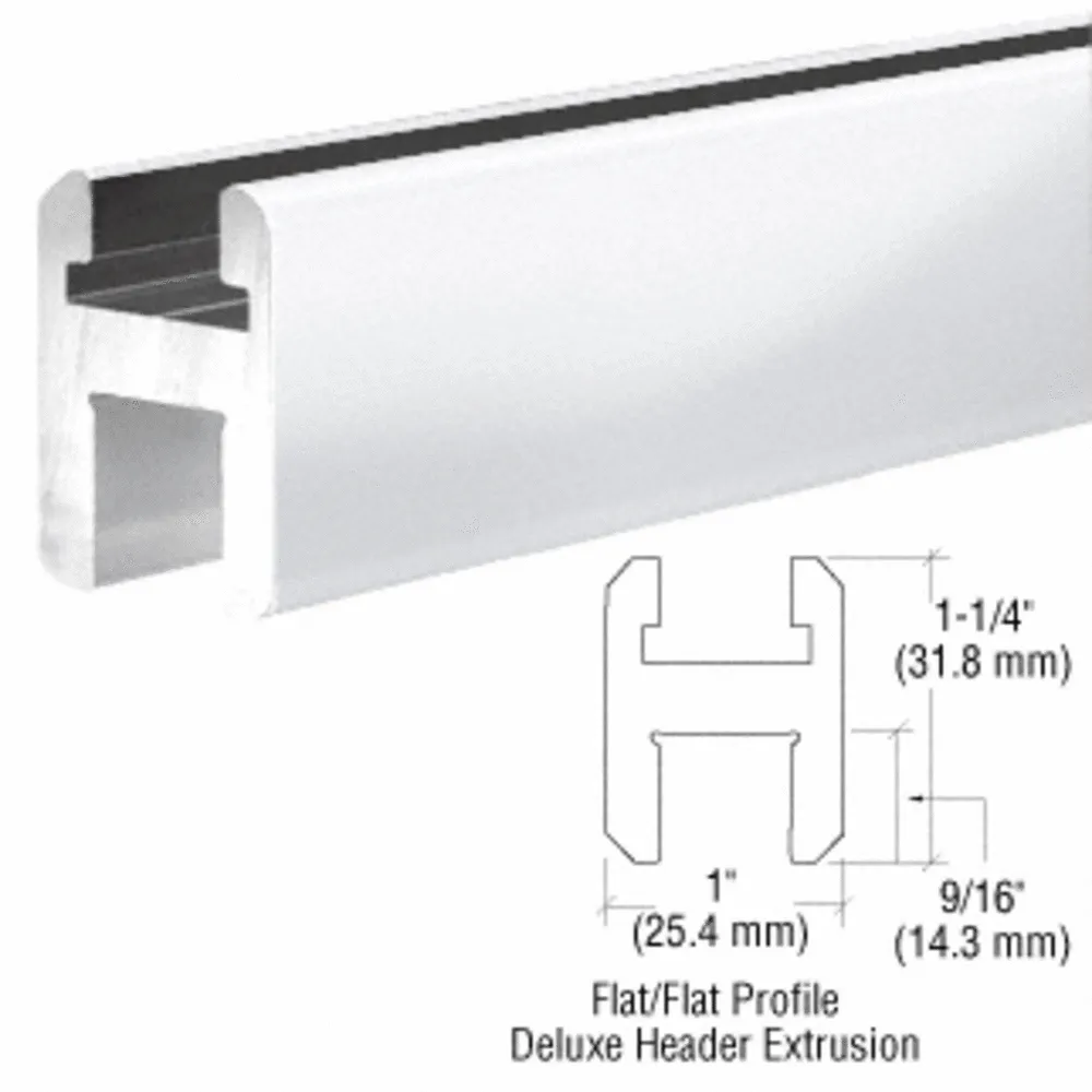 Shower Door Brite Anodized Flat/Flat Profile Deluxe Shower Door Header Kit - 98"