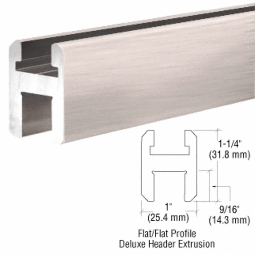 Shower Door Brushed Nickel Flat/Flat Profile Deluxe Header Kit - 98"