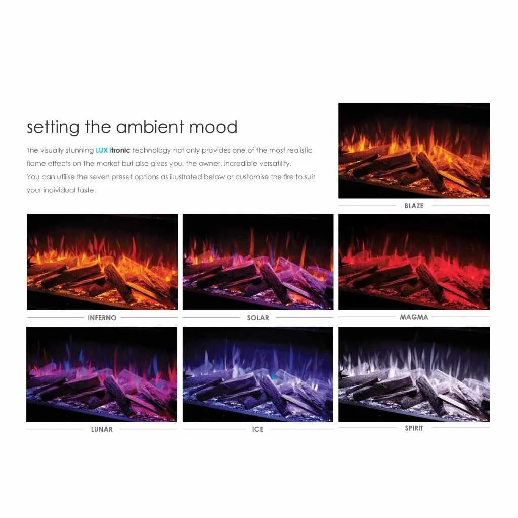 Solution Fires LUX 175 HD 1750MM Panoramic Electric Fire - 1/2/3 Sided Media Wall Electric Fire