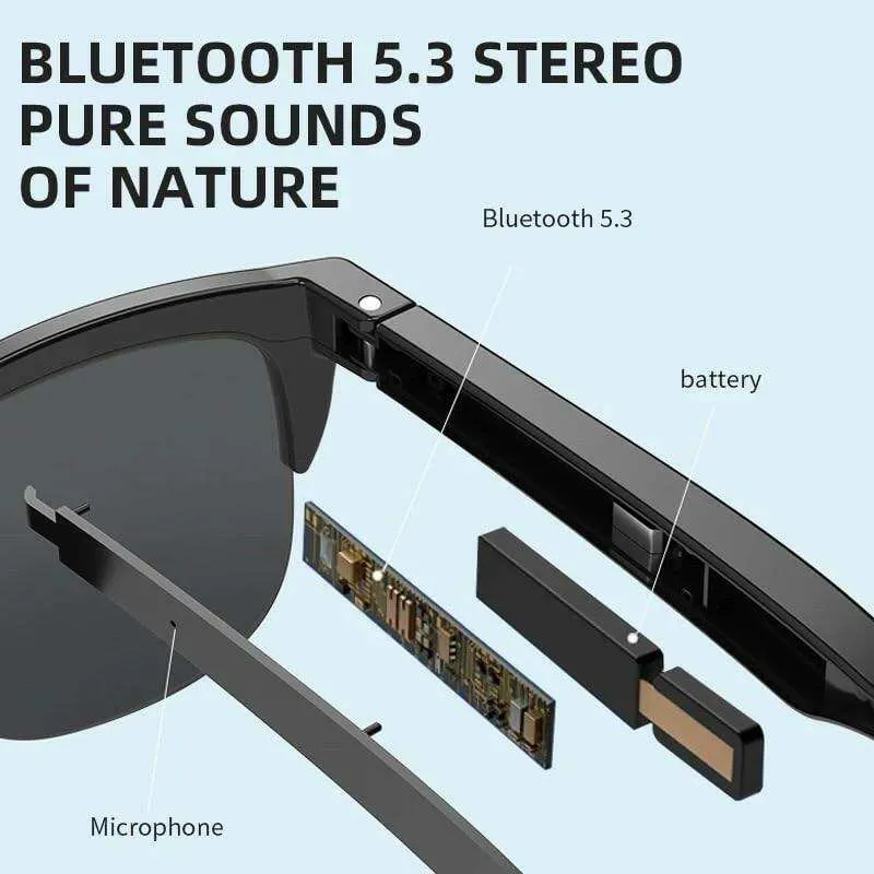 TUTT F6 Bluetooth Smart Sunglasses | Microphone | TR90 Frame | HD UV Protection Wireless Call & Music | Anti Blue Ray | Touch Control | Blue Ray Test Kit | Gift for Men Women