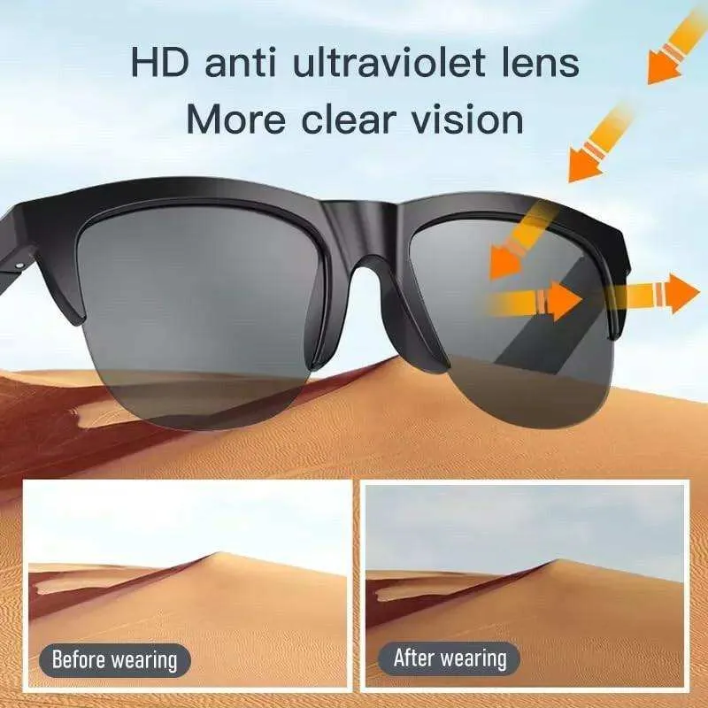 TUTT F6 Bluetooth Smart Sunglasses | Microphone | TR90 Frame | HD UV Protection Wireless Call & Music | Anti Blue Ray | Touch Control | Blue Ray Test Kit | Gift for Men Women