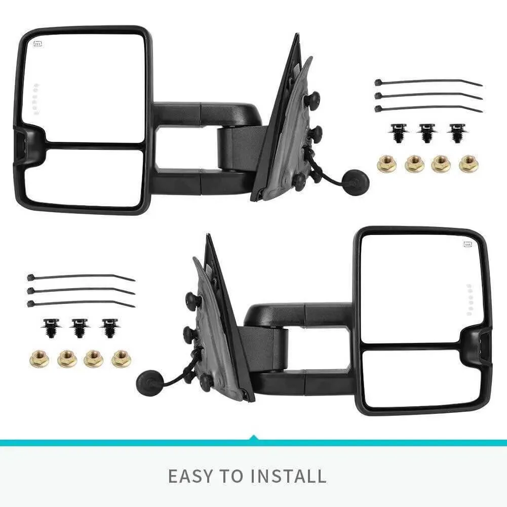 YITAMOTOR® 2014-2018 Chevy Silverado GMC Sierra Extendable Tow Mirrors, w/Heated LED Turn Signal